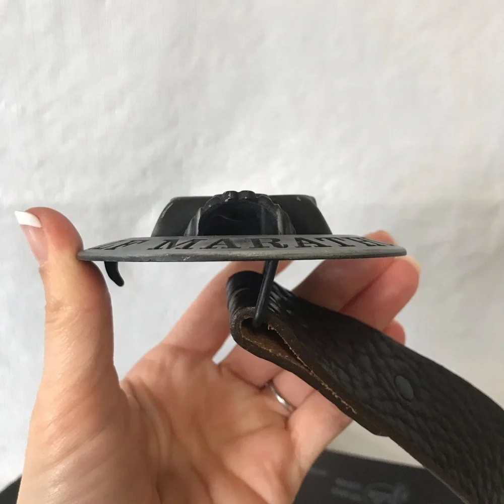 Monster Half Marathon Buckle Justin Leather Belt